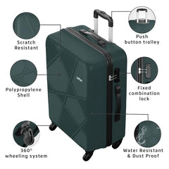 Safari Pentagon Pro 8 Wheels Set of 2, (Cabin + Medium) Trolley Bag, Hard Case Polypropylene, 360º Wheeling Luggage, Suitcase for Travel, Trolley Bags for Travel, Luxury Beige