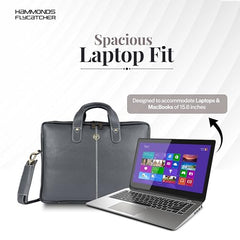 HAMMONDS FLYCATCHER Men Genuine Leather Office Bag - Laptop Bag - Padded Laptop Compartment, Fits 14 Inch Laptop - Adjustable Strap, 1 Year Warranty - Office, Travel, Daily Use - Brushwood, Brown