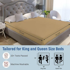 La Verne 100% Waterproof Premium Cotton Feel Mattress Protector Queen Size 78 x 60 Inches | Breathable and Hypoallergenic Ultra Soft Fitted Bed Protector Cover