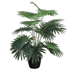GARDEN GYANI Artificial Areca Palm Plant with Black Pot – 145 cm Tall Faux Tropical Decorative Plant with 35 Leaves for Home, Office & Living Room Décor