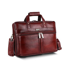 Hammonds Flycatcher Genuine Leather 15.6 Inch Laptop Office Bag for Men | 15.6” Padded Laptop Sleeve| 3 Zip Pockets| Detachable & Adjustable Strap| Pen,Wallet & Mobile Pocket |Durable|1 Year Warranty