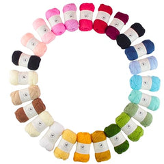NESTNHAVEN , CrochetCraft , yarn kit , Pack of 24 Wool balls ( 1 ball / 20 Grams) , 480 grams (aprox) , Ultra Premium Luxury wool Yarn in vibrant colors for Crochet, Amigurumi, Embroidery, Toys, Garments, Flowers , Hobby Projects , Mini Knitting , Hand…