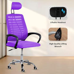 Casa Copenhagen Mesh Mid Back Office/Study/Computer/Revolving/Desk Chair for Work from Home -Metal Base, Height Adjustable Seat - Grey Milange & Black Handle