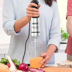 INALSA Hand Blender 1500 W|Silent DC Copper Motor|European Stepless Variable Speed Design| X.Large 1L Chopper|Unique Potato Masher| Detachable| Stainless Steel-Robot INOX 1500 StepUp