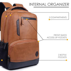 HOT SHOT Large 32 L Laptop Backpack HOTSHOT BAGS VINTAGE FAUX LEATHER|LAPTOP BAG|MEN & WOMEN|OFFICE BACKPACK|COLLEGE BACKPACK