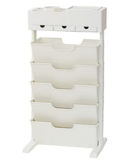 SYGA Removable Multifunctional Book Storage Rack Shelf Living Room Layered Plastic Sundries Storage One Generation(Offwhite)