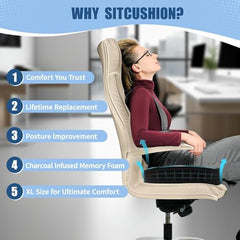 TEKCOOL Cotton Orthopedic Coccyx Cushion For Tailbone Pain Car SeatCushions For Chair Tailbone Pillow For Sitting SeatCushion For Car Driving Seat Sitting Pillow Coccyx Seat Cushion For Chair (Black)'