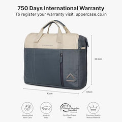 uppercase Omega 02 Pro Messenger Bag 15.6" Laptop Bag 14L Steel Blue | For Men & Women 3 Compartments Fits MacBook & Tablet Padded Scratch Proof Detachable Strap Front Zipper Pocket Trolley Sleeve