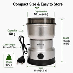 Mini Mixer Grinder for Coffee Beans, Masala & Dry Grinding, Small Size