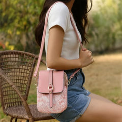 MOMISY Women’s Crossbody Sling Bag | PU Leather Mini Shoulder Bag with Adjustable Strap & Multi-Pocket Design (Pink)