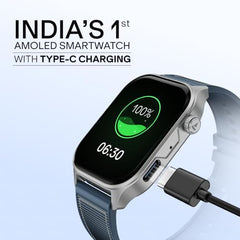 boAt New Launch Ultima Vogue 2, India's First AMOLED Type-C Smartwatch, 1.96" Display, 1000 nits Brightness, Metal Body w/Premium Straps, 10-Days Battery Life, Smartwatch for Men & Women(Active Black)