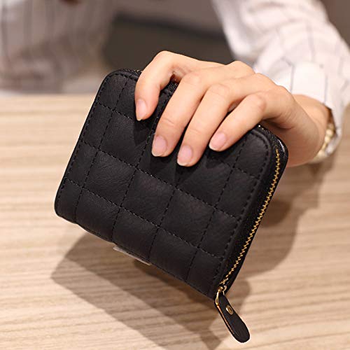 SYGA Black/PU Leather/Square Design/Bifold Wallet/Card Holder/Clutch/Purse for Women/Ladies/Female/Size: 11 * 9 cm