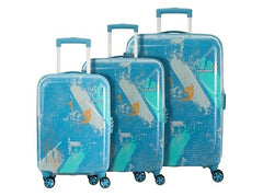 Kamiliant by American Tourister ATHER | Printed Trolley Bag Set of 3 (55+68+79 cms) for Travel|Hard Case Polypropylene (PP) Suitcase|360° 8-Wheel Spinner Luggage Trolley|Combination Lock | Black
