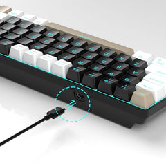MageGee Portable 60% Mechanical Gaming Keyboard, MK-Box LED Backlit Compact 68 Keys Mini Wired Office Keyboard with Blue Switch for Windows Laptop PC Mac - Blue/White