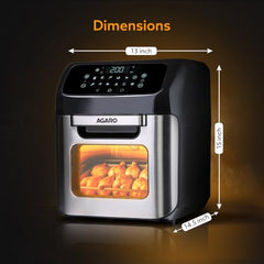 AGARO Regency Air Fryer For Home, 12L, Family Rotisserie Oven, 1800W, 9 Preset Menu, Electric Air Fryer Toaster Oven, Digital Display, Bake, Roast, Toast, Defrost, Silver.