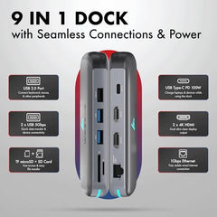 Type C 14 in 1 Wozoyo Docking Station, PD 100W, 2X4K@60Hz HDMI,4K DisplayPort, 2XType-C 10Gbps, USB 10Gbps, Gigabit Ethernet, AUX Port,Universally Compatible Thunderbolt 4,macOS,Windows,Android & iOS