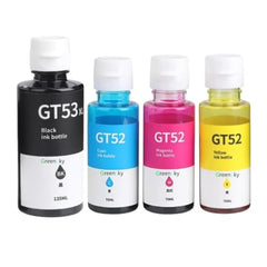 Printer Ink Refill Dye Ink for HP GT53 GT52 Compatible for HP Ink Tank 115, 310, 315, 319, 410, 415, 416, 419, 455, 500, 515, 530, 615, GT 5810, GT 5811, GT 5820 (Bk/C/Y/M(Set of 4))