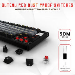 EvoFox Ronin Wired Mechanical Gaming Keyboard, 9 Layer Structure, Gasket Mount, 2 Layer Sound Dampening, 75% Layout, Red Switches, Hot Swappable, Per-Key RGB, nKey Rollover, Windows Software-Black
