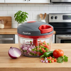 3 Stainless Steel Blade, Powerful Mini Handy Quick 450 ml Vegetable & Fruit Chopper (Red)
