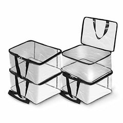 SOLSTICE Pack of 4 Transparent Storage Bag for Saree Covers,Clothes, Lehenga, Blankets, Bedsheets, Toys, Docs|Wardrobe Organizer|Clear Storage Box Bag - Pack of (4), Plastic, 40x32 cm