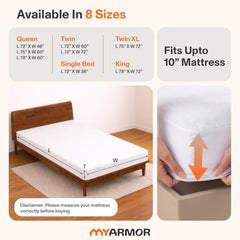 MY ARMOR Waterproof Mattress Protector King Size, 78x72, 6.5x6 feet, Double Bed Protector Sheet Cover, Breathable and Hypoallergenic Ultra Soft Fitted Terry Cotton Feel Fabric, Elastic Skirting, Grey