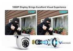 Vexcrion 360° WiFi Smart Security Camera with Dual Lens, 2-Way Audio, Night Vision, Motion Detection, Mobile App Remote View, Home CCTV Camera