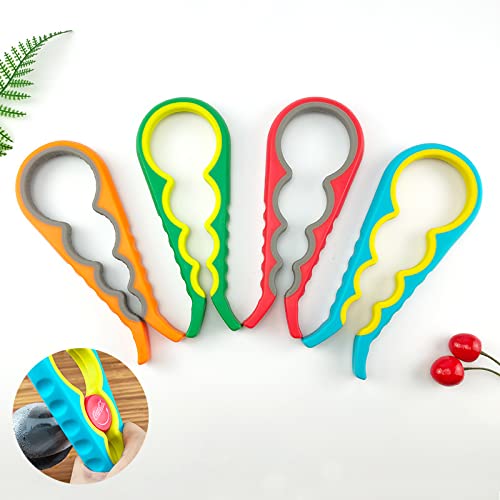 MOMISY 4 in 1 Creative Multifunction Gourd-Shaped Can Opener Kitchen Tool Grip Jar & Bottle Opener Rubber Design Fits Most of All Bottles Caps Premium Easy Grip (OrangeGrey)