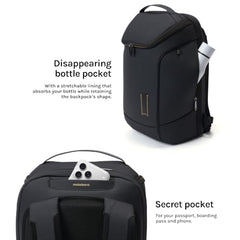 MOKOBARA Transit Backpack | Fits Laptop Up To 16 Inch, 30L Capacity, Water-Resistant Polyester, Vegan Leather Trims | Money Moves, Black