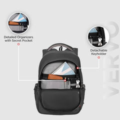 HARISSONS Vervo 40L Waterproof Laptop Backpack for Men & Women | Fits 15.6" Laptop with Sternum Strap, Quick Access Pocket, Detachable Key Holder, Organized Compartments & Raincover (Grey)
