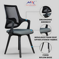 MRC Mono Ergonomic Office Chair (Mid-Back) – Revolving Breathable Mesh Desk Chair for Work from Home & Study–Lumbar Support & Heavy Duty Nylon Base (Grey & White)