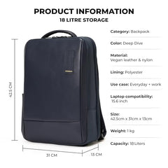 MOKOBARA Element 16L Laptop Backpack 14 Inch Office Travel Black