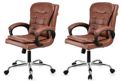 GOYALSON Mesh Back Revolving Chair for Office Home Swivel Desk Chair with Comfortable Seating & Wheels (1, Brown, Standard)