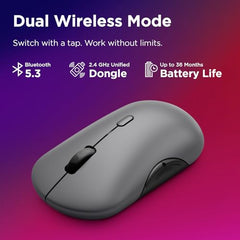 Lenovo 700 Multi-Device Wireless Silent Mouse, Bluetooth 5.3 or USB-A 2.4Ghz, Upto 5million Button clicks, 4000 DPI, Soft Touch Grip, Programmable Buttons, Dynamic Scroll Wheel, Seashell