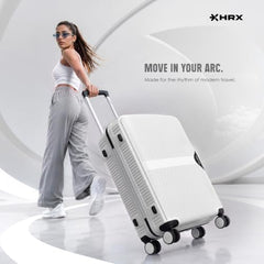 HRX Parabola 3-Piece Luggage Set Intergallcatic Grey Polypropylene Hard Shell Suitcase Set - Premium Travel Trolley Bags with 8 Spinner Wheels, Number Lock & Water Resistant Body