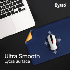 Dyazo Vegan PU Leather Mouse Pad for Remote Work/Office/Gaming, Large Desk Mat, Dual-Sided Anti-Slip, Water-Resistant Design (800 x 300mm, Navy Blue & Yellow)