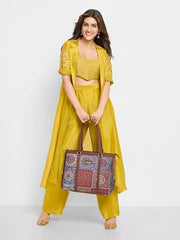 ZOUK Office Bag | Stylish Bags for Office Use | Laptop Bag 15.6 inch | Stylish Tote for Office Use | Purse for Women | Vegan Leather Handbag | Daily & Travel Use | Multicolor Mandala Print