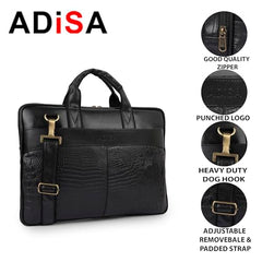 ADISA Laptop Bag for Men - Faux Leather Office Messenger Briefcase with Laptop Compartment for Work, Business, Corporate & Professional Use (LB6056)