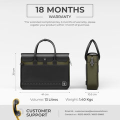 EUME Aristo Laptop Bags for Men & Women Office Use| with Padded Compartment | Vegan Leather & Nylon Fabric | Fits Up to 15.6" Laptop & MacBook, 13L, Rustic Brown