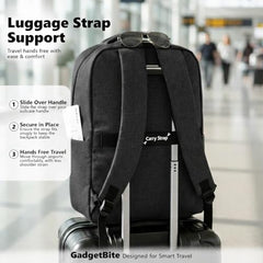 GadgetBite Graphite 20L Laptop Backpack with 15.6" Laptop Compartment, USB Charging Port, Organiser Pockets and Bottle Holder. Ideal for Office, College and Travel - Charcoal Grey