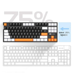 MageGee 75% Mechanical Gaming Keyboard with Brown Switch, LED White Backlit Keyboard, 87 Keys Compact TKL Wired Computer Keyboard for Windows Laptop PC Gamer - Retro Grey/White