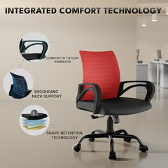beAAtho® Verona Mesh Mid Back Ergonomic Office Chair with 3 Years Limited Warranty - Adjustable Height, Strong Metal Base, Revolving Study & Computer Chair for Work from Home (Grey)