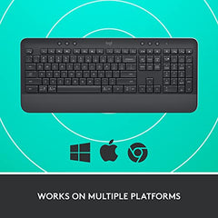 Logitech Signature K650 Wireless Keyboard with Wrist Rest, Full-Size, BLE Bluetooth or Logi Bolt USB Receiver, Comfort Deep-Cushioned Keys, Numpad, Compatible with Most OS/PC/Windows/Mac-Black