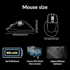 Keychron M6 Silent Wireless Gaming Mouse, 1000Hz Polling, Bluetooth 5.3/2.4GHz/Wired, PixArt 3311 Optical Sensor up to 12,000 DPI, Lightweight 3.03 oz(86g), Programmable, for Windows/Mac/Linux – Black