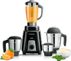 Longway Kratos 1000 Watt Juicer Mixer Grinder with 4 Jars for Grinding, Mixing, Juicing with Powerful Motor (Black, 4 Jars)