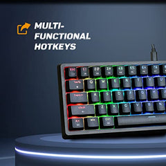 Cosmic Byte CB-GK-33 Astra Hot Swappable 67 Key Wired + Bluetooth Mechanical Keyboard, 1000Hz Polling Rate, Per Key RGB, Software Customization, Outemu Blue Switches (Black)