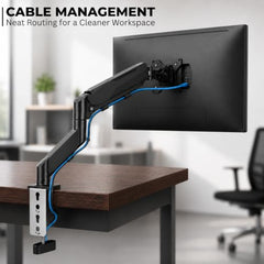 STAR WORK Single Monitor Desk Mount for 13–34” Inch Screens, Heavy Duty Adjustable VESA Monitor Arm with C-Clamp & Grommet Base | Full Motion Tilt & Swivel Rotation (Purple Arm Stand)