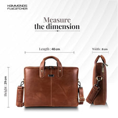 HAMMONDS FLYCATCHER Genuine Leather Office Bag for Men - 15.6 Inch Laptop Bag for Men for Professionals, Business Travelers - Adjustable Straps & Multiple Compartments - 1 Year Warranty - Brown