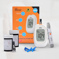 BPL Medical Technologies Glucose Meter Kit for Instant Accurate Blood Sugar Test at Home|Glucometer Machine, 10 Lancets, Lancing Devices & Vial of 110 (10+100) Diabetes Test Strips Combo