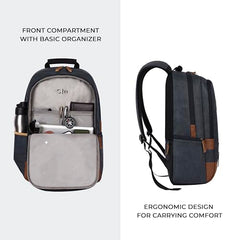 Gear Classic Anti Theft Faux Leather 14 cms Black Laptop Backpack (LBPCLSLTH0101)