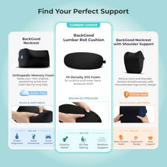 BackGood Orthopedic Lumbar Support Roll | 5-Year Warranty | Premium High-Density Foam Back Cushion | for Lower Back Pain, Sciatica, and Spinal Alignment Reliefs | for Office Chair and Car Seat